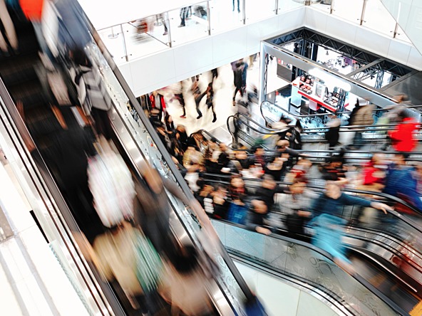 Busy shopping centre crop